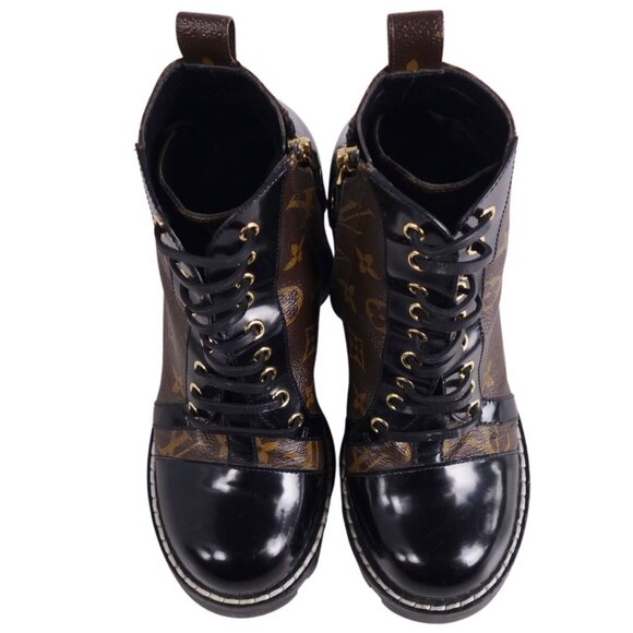 Louis Vuitton LV Monogram Star Trail Heeled Chunky Combat Boots Booties 38 / 8 - Picture 6 of 9